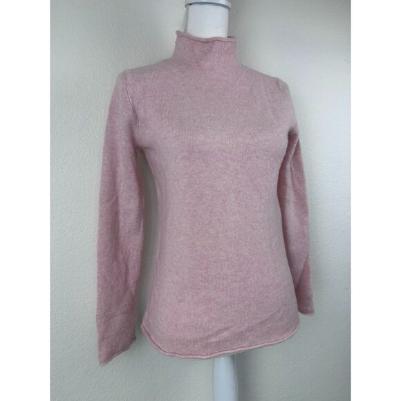 J. Crew women's small baby pink turtle neck wool cashmere long sleeve sweater - Picture 2 of 8